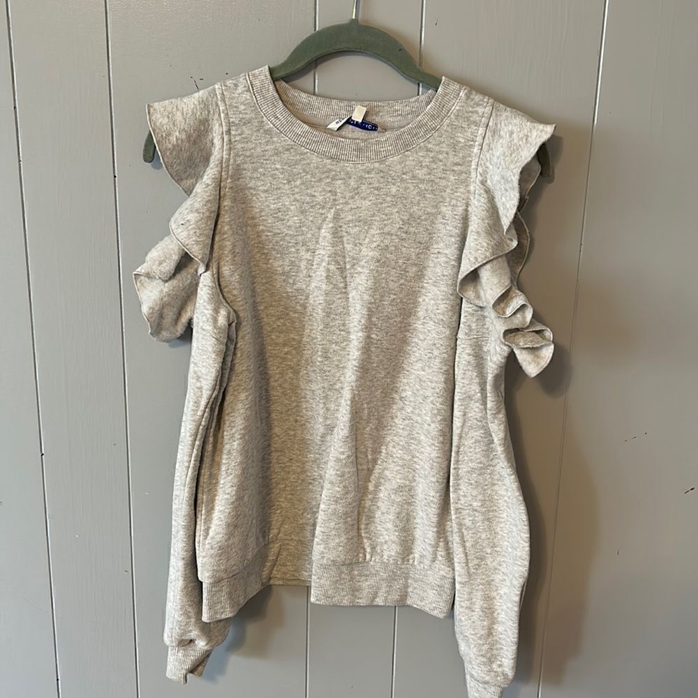 Rebecca Minkoff Grey Ruffle Cold Shoulder Sweatshirt Size XS